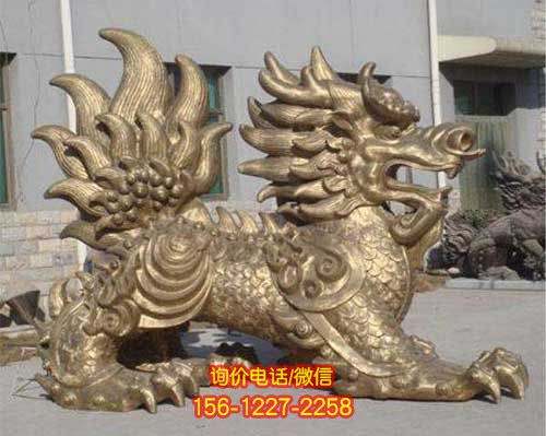精美麒麟雕塑，不銹鋼噴漆烤漆打造