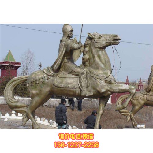不銹鋼騎馬人物雕塑，為園林廣場景觀增添精彩
