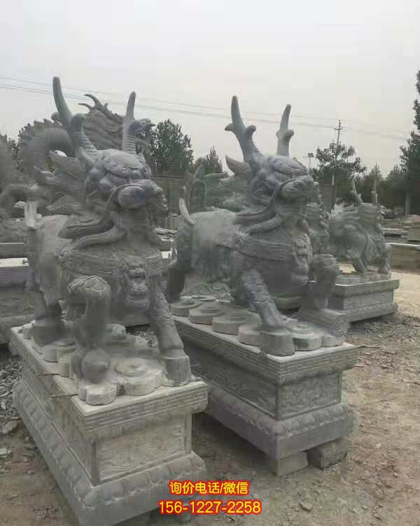 傳統工藝精湛，大理石石雕麒麟雕塑