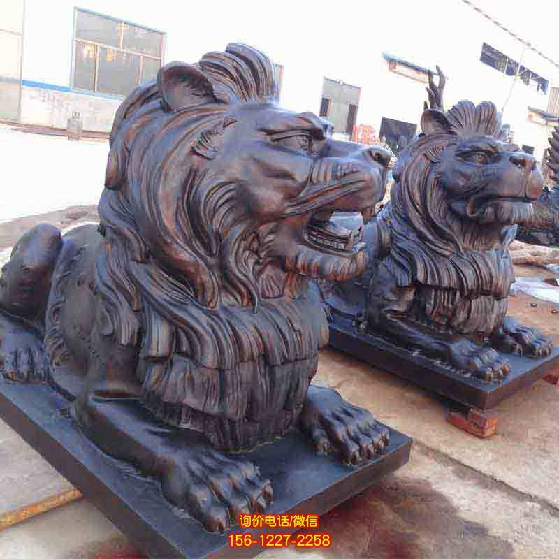 獅子雕塑-大型玻璃鋼仿真創意一對臥著的鎮宅獅子雕塑 獅子雕塑-大型玻璃鋼仿真創意一對臥著的鎮宅獅子雕塑