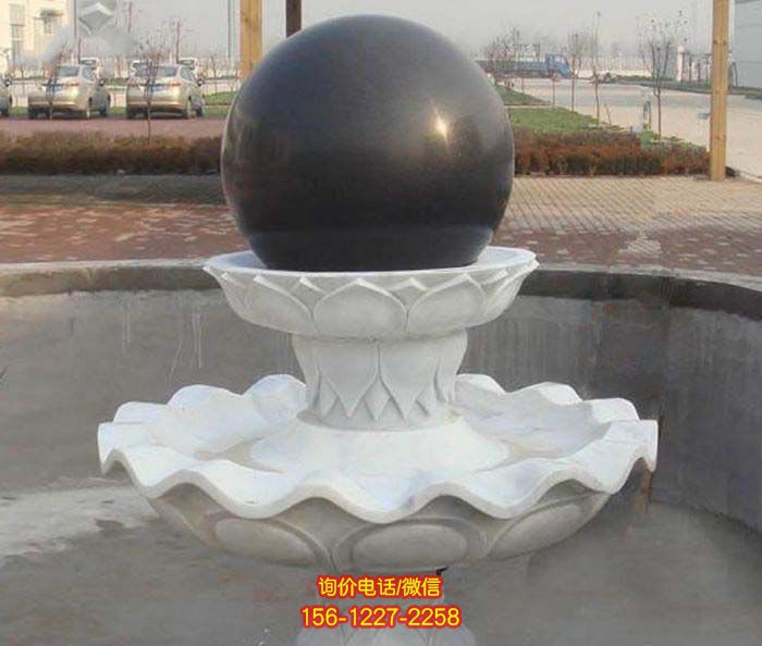 風水球雕塑-景區廣場漢白玉小型風水球噴泉石雕 風水球雕塑-景區廣場漢白玉小型風水球噴泉石雕
