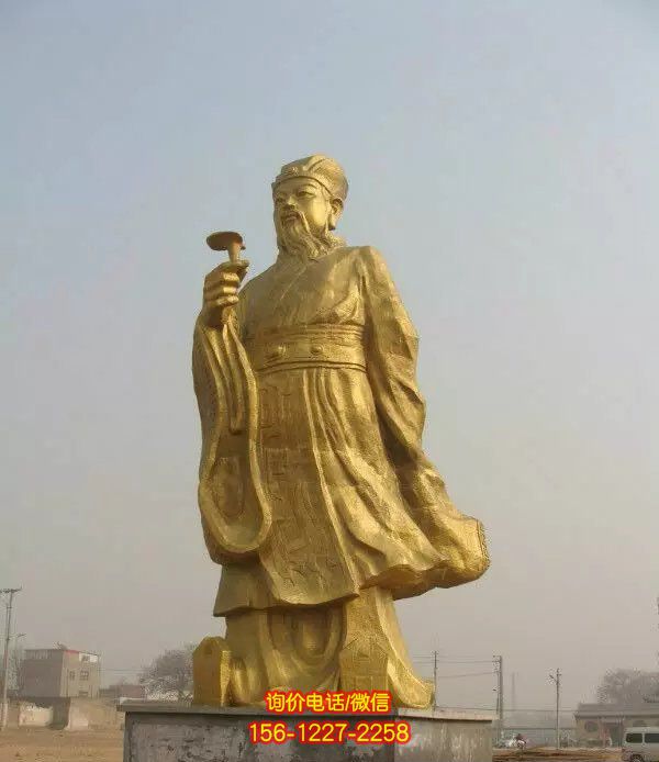 醫學院廣場站姿拿藥名醫李時珍鍍金玻璃鋼雕塑 醫學院廣場站姿拿藥名醫李時珍鍍金玻璃鋼雕塑