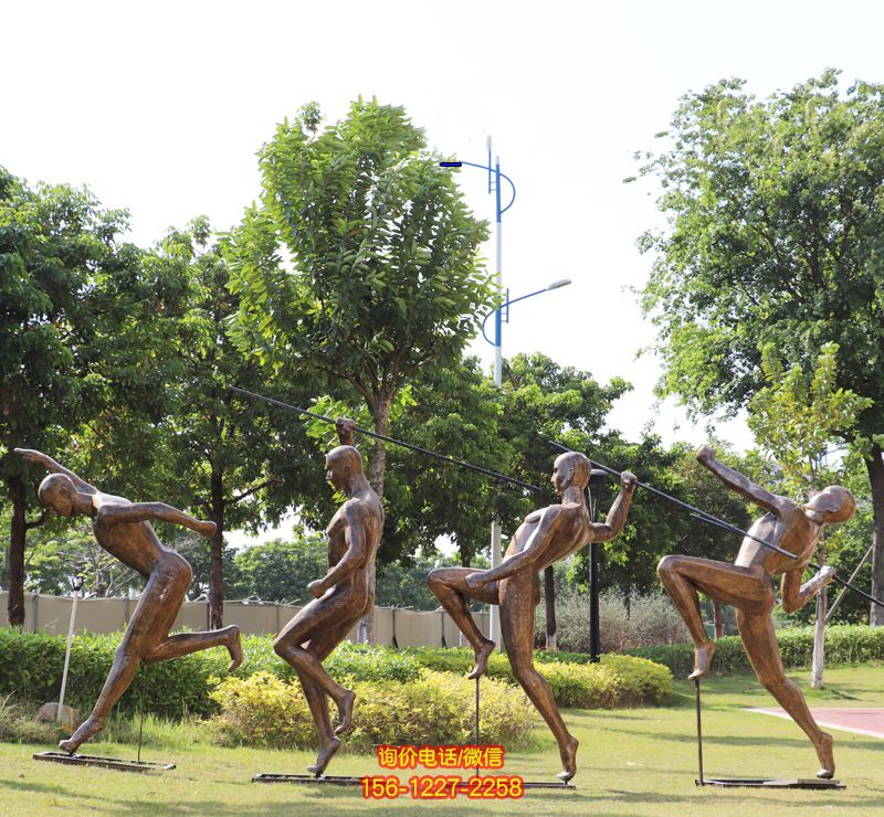 戶外公園林景觀小區學校體育廣場玻璃鋼抽象跑步運動人物雕塑擺件_989