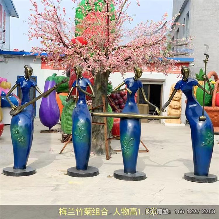 玻璃鋼吹拉彈唱雕塑,抽象音樂仕女雕塑 玻璃鋼吹拉彈唱雕塑,抽象音樂仕女雕塑