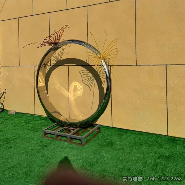 不銹鋼蝴蝶圓環雕塑,抽象發光月亮雕塑廠家 不銹鋼蝴蝶圓環雕塑,抽象發光月亮雕塑廠家
