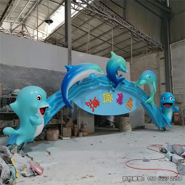 玻璃鋼卡通門(mén)頭雕塑，游樂(lè)場(chǎng)幼兒園門(mén)頭雕塑