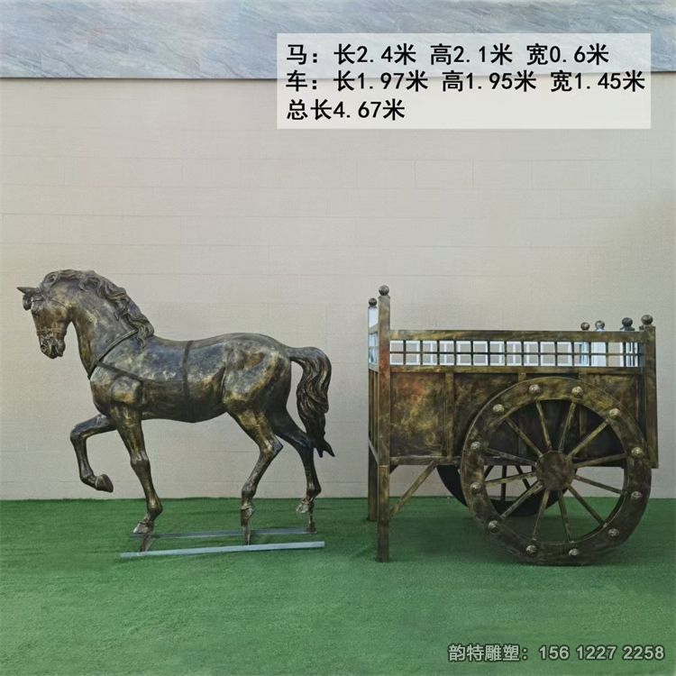 玻璃鋼馬車人物雕塑，大型馬車雕塑制作廠家