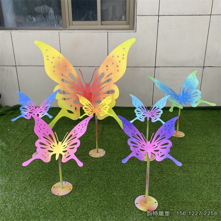 不銹鋼蝴蝶雕塑實拍圖 公園鏤空發光蝴蝶雕塑擺件 不銹鋼蝴蝶雕塑實拍圖 公園鏤空發光蝴蝶雕塑擺件